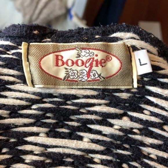 Boogie Black/Cream Bomull Cotton Patterned Thick 1/4 Zip Sweater Size Large - Picture 8 of 10